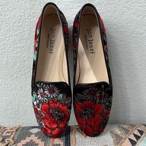 Jon Josef Women's Floral Loafers - Black and Red